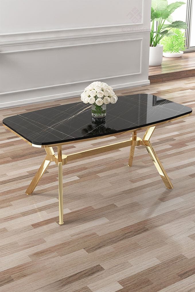 Spisebord Hanah Home Esla (160 x 75 x 90 cm) Sort marmor guld - Møbler - Borde - Spisebord og køkkenbord