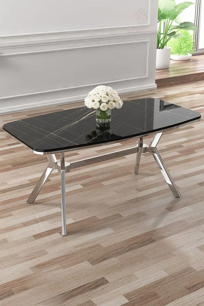 Spisebord Hanah Home Esla (160 x 75 x 90 cm) Sort marmor krom - Møbler - Borde - Spisebord og køkkenbord