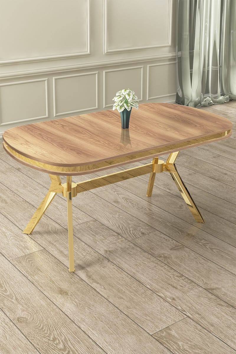 Spisebord Hanah Home Olya (168 x 75 x 90 cm) Eg guld - Møbler - Borde - Spisebord og køkkenbord