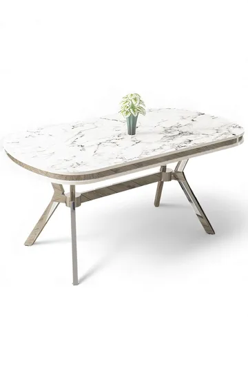 Spisebord Hanah Home Olya (168 x 75 x 90 cm) Hvid marmor krom