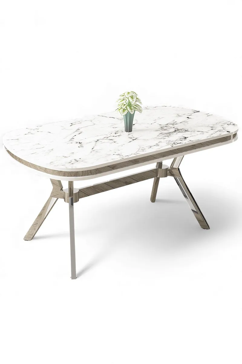 Spisebord Hanah Home Olya (168 x 75 x 90 cm) Hvid marmor krom