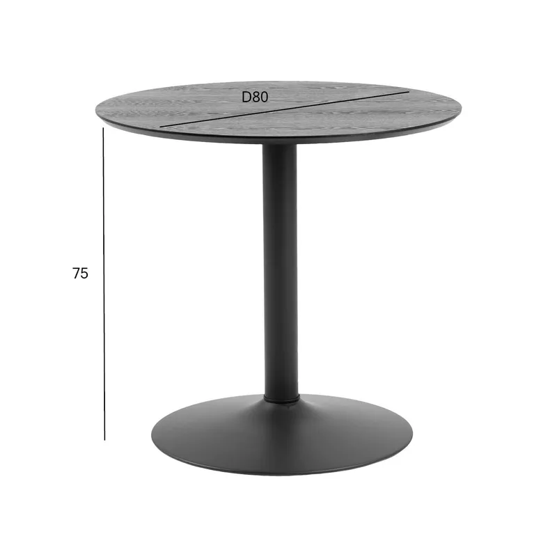 Spisebord HOME4YOU Ibiza sort 80x75 cm - Mat sort - Møbler - Borde - Spisebord og køkkenbord