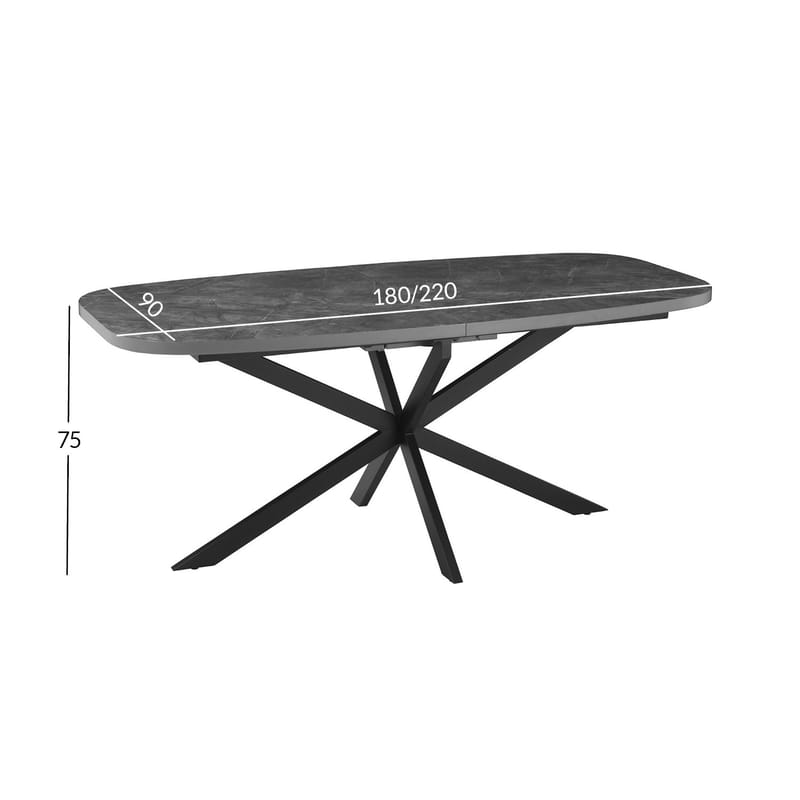 Spisebord HOME4YOU Ramona 180/220x90x75 cm Beton - Beton - Møbler - Borde - Spisebord og køkkenbord