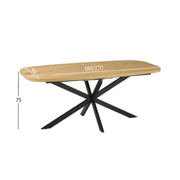Spisebord HOME4YOU Ramona 180/220x90x75 cm Lyst træ - Lyst træ - Møbler - Borde - Spisebord og køkkenbord