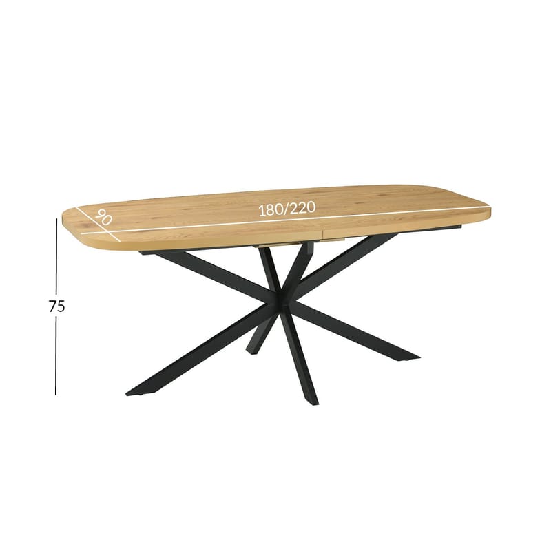 Spisebord HOME4YOU Ramona 180/220x90x75 cm Lyst træ - Lyst træ - Møbler - Borde - Spisebord og køkkenbord
