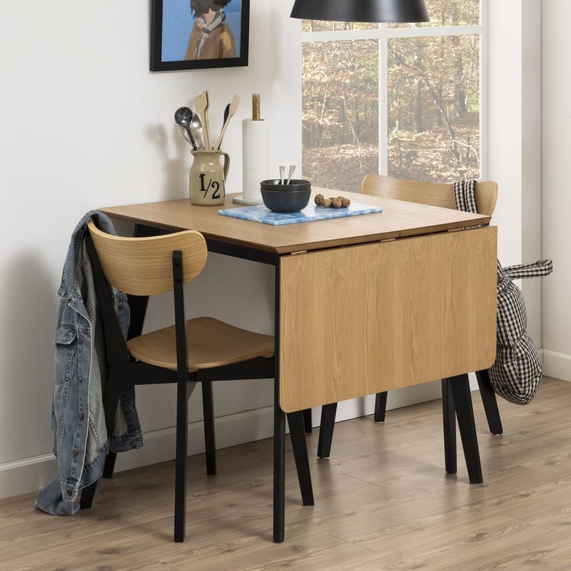 Spisebord HOME4YOU Roxby 80/120x80x76 cm Eg - Eg/sort - Møbler - Borde - Spisebord og køkkenbord