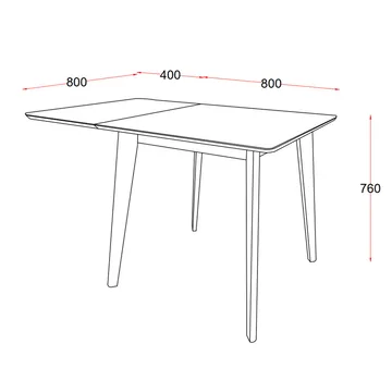 Spisebord HOME4YOU Roxby 80/120x80x76 cm Eg - Eg/sort - Møbler - Borde - Spisebord og køkkenbord