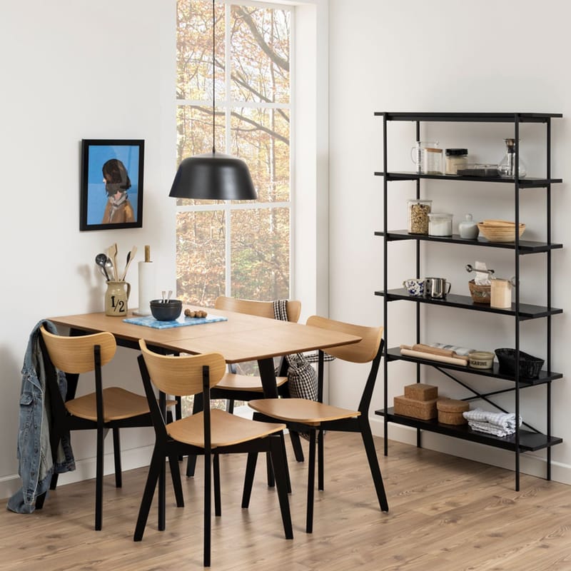 Spisebord HOME4YOU Roxby 80/120x80x76 cm Eg - Eg/sort - Møbler - Borde - Spisebord og køkkenbord