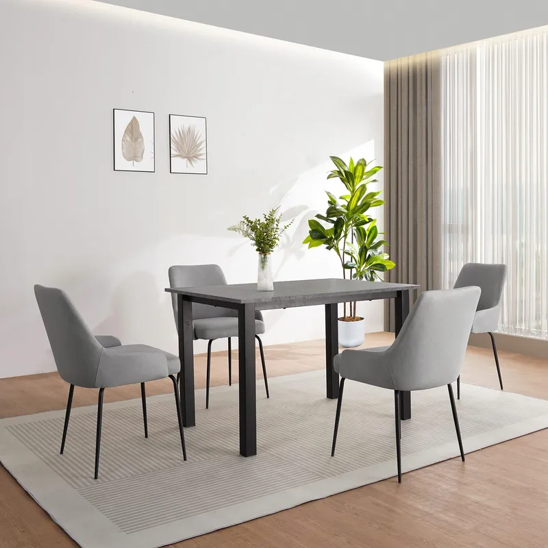 Spisebord Loft24 Durham Beton 120x80 cm - Betongrå og sort - Møbler - Borde - Spisebord og køkkenbord