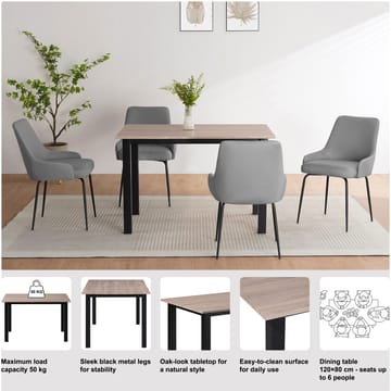 Spisebord Loft24 Durham Eg/sort 120x80 cm - Egebrun og sort - Møbler - Borde - Spisebord og køkkenbord