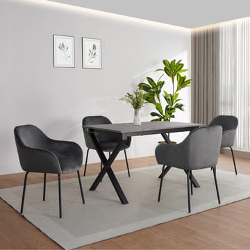 Spisebord Loft24 Ipswich Beton 120x80 cm - Betongrå og sort - Møbler - Borde - Spisebord og køkkenbord