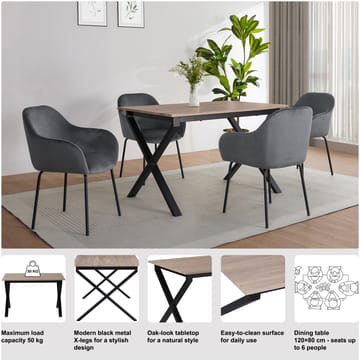 Spisebord Loft24 Ipswich Eg/sort 120x80 cm - Eg og sort - Møbler - Borde - Spisebord og køkkenbord