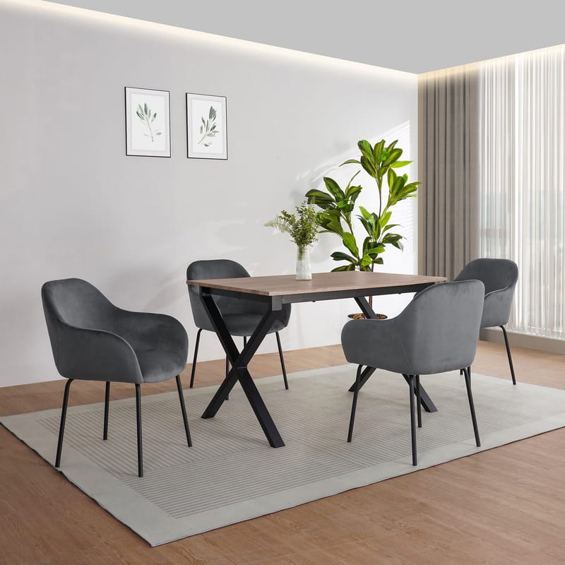 Spisebord Loft24 Ipswich Eg/sort 120x80 cm - Eg og sort - Møbler - Borde - Spisebord og køkkenbord