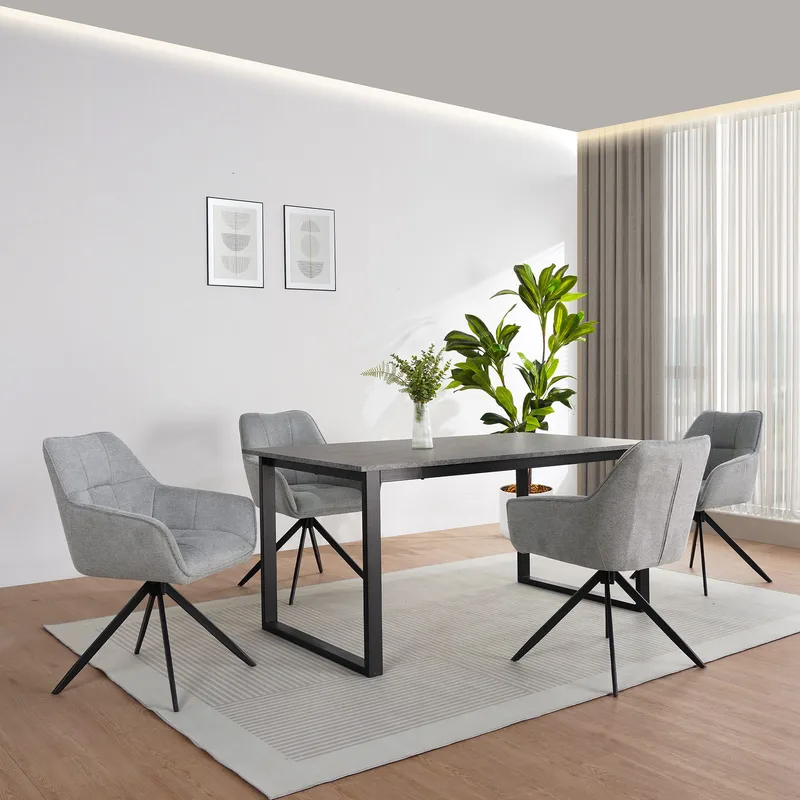 Spisebord Loft24 Luton Beton 160x90 cm - Betongrå og sort - Møbler - Borde - Spisebord og køkkenbord