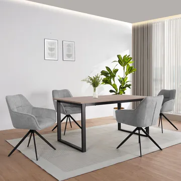 Spisebord Loft24 Luton Eg/sort 160x90 cm - Eg og sort - Møbler - Borde - Spisebord og køkkenbord