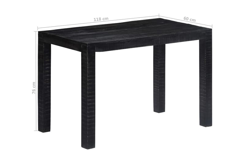 Spisebord Massivt Mangotræ 118 X 60 X 76 Cm Sort - Sort - Spisebord og køkkenbord