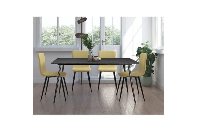 Spisebord Monza 160x90x76 cm, Sildebensmønster Gråeg/Sort - 160x90x76 cm, Sildebensmønster Gråeg/Sort - Møbler - Borde - Spisebord og køkkenbord