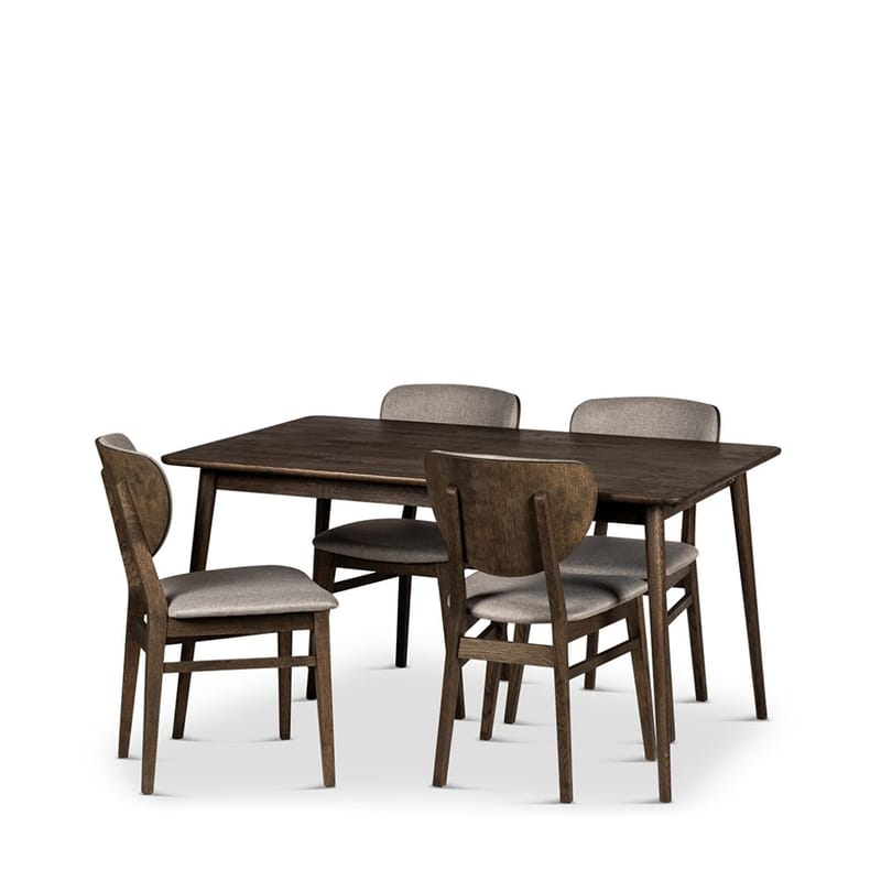 Spisebord Nyborg med Stole, 140x90x75 cm, 4 stk. Smögen-stole