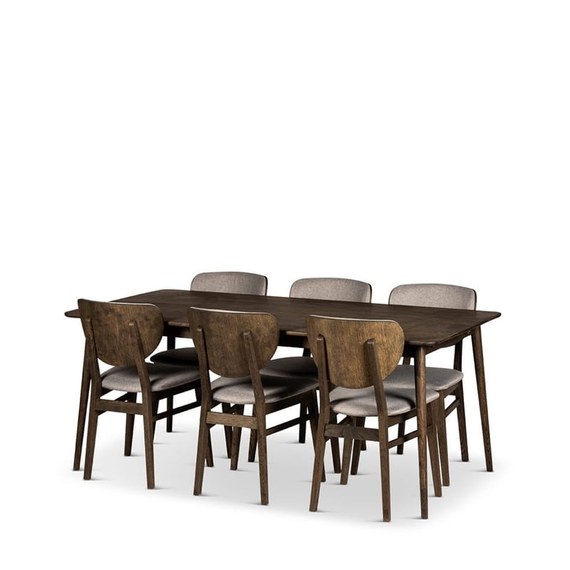 Spisebord Nyborg med Stole, 180x90x75 cm, 6 stk Smögen-stole