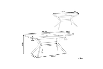 Abenson Spisebord 180 cm Sammenfoldeligt - Grå/Sort - Møbler - Borde - Spisebord og køkkenbord