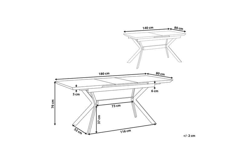 Abenson Spisebord 180 cm Sammenfoldeligt - Grå/Sort - Møbler - Borde - Spisebord og køkkenbord