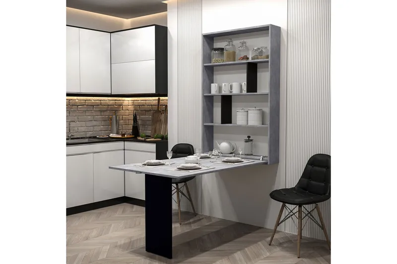 Abi Komfurebord 203 cm Sten - Sort/Grå - Møbler - Borde - Spisebord og køkkenbord