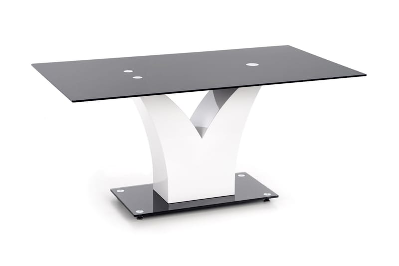 Abundis Spisebord 160 cm Glas - Sort/Hvid - Spisebord og køkkenbord