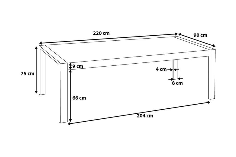Arctic I Spisebord 220 cm - Hvid - Møbler - Borde - Spisebord og køkkenbord