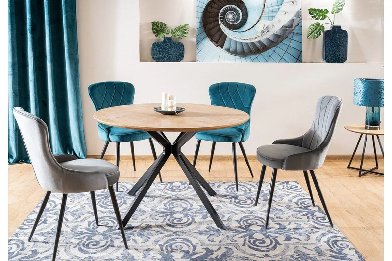 Astera Spisebord 120 cm Rundt, Eg/Sort