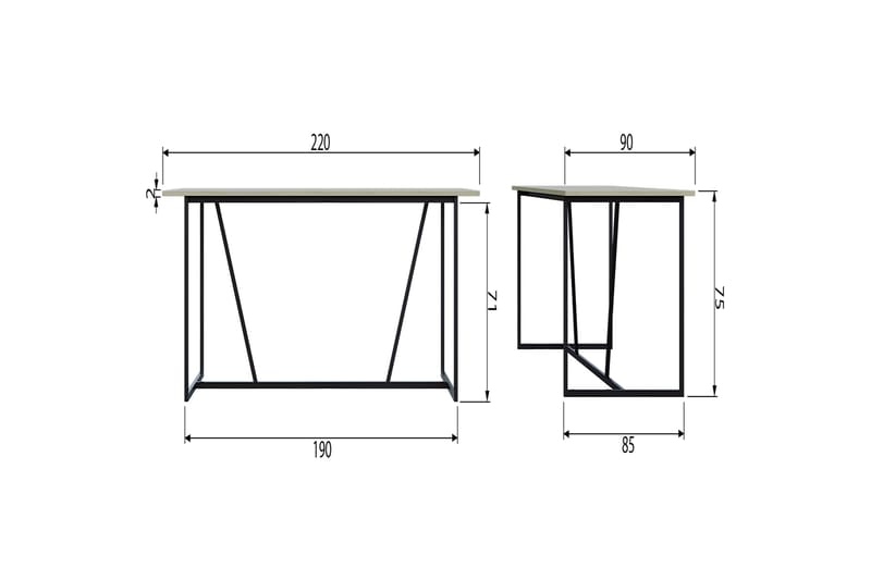 Atila Spisebord 220 cm - Beige - Møbler - Borde - Spisebord og køkkenbord