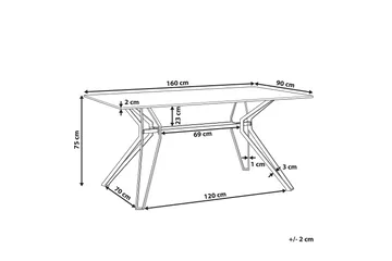 Ballina Rektangulært Spisebord 160 cm i Metal med Marmorudseende - Hvid - Møbler - Borde - Spisebord og køkkenbord