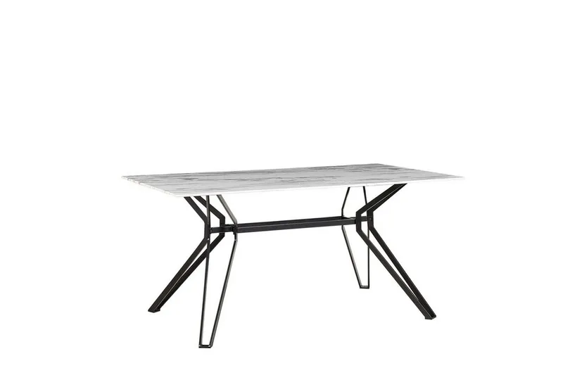 Ballina Rektangulært Spisebord 160 cm i Metal med Marmorudseende, Hvid