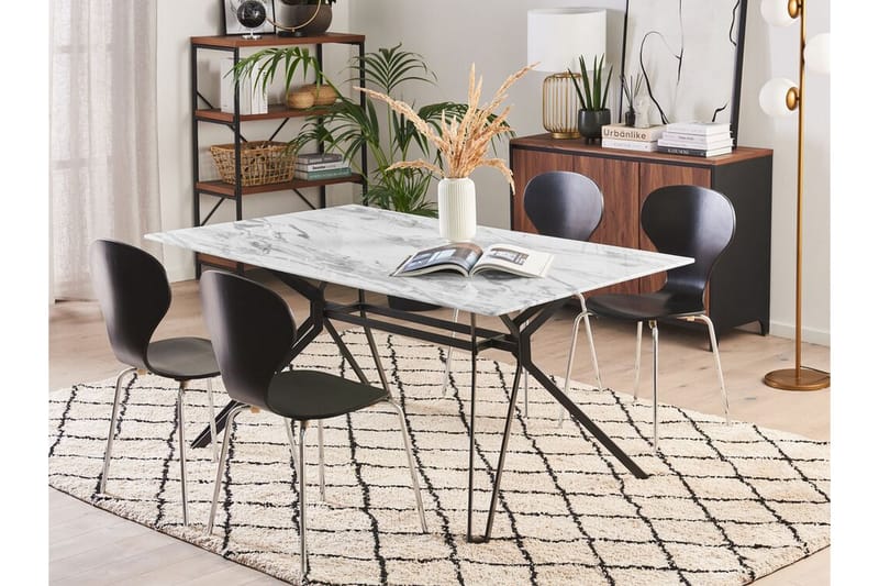 Ballina Spisebord 160 cm - Hvid/Sort - Møbler - Borde - Spisebord og køkkenbord