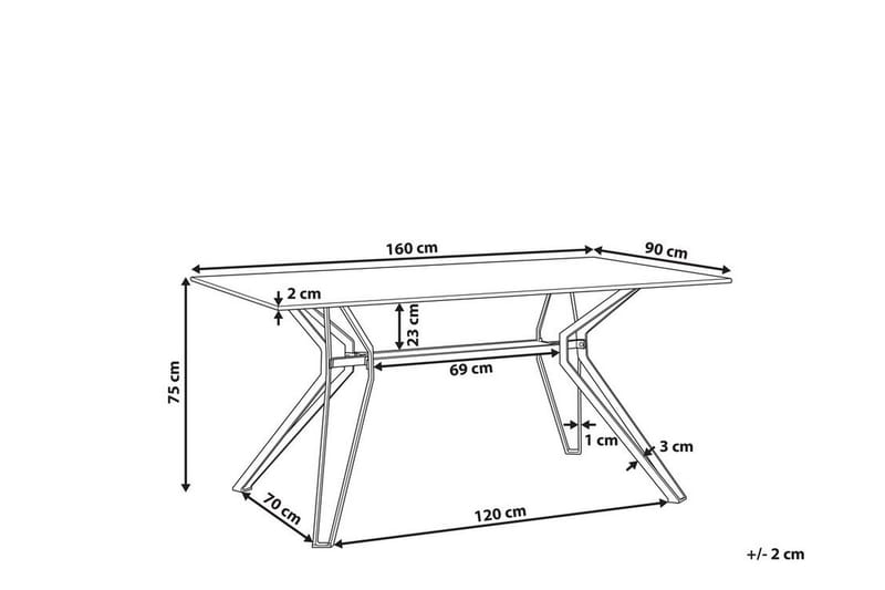 Ballina Spisebord 160 cm - Hvid/Sort - Spisebord og køkkenbord