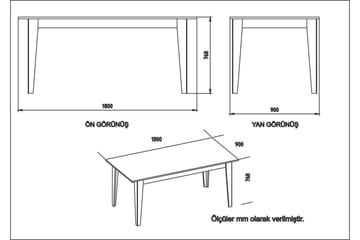 Bascle Rektangulært Spisebord 180 cm med Marmorudseende - Hvid - Møbler - Borde - Spisebord og køkkenbord