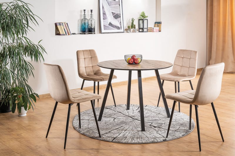 Belden Spisebord 100 cm Rundt - Natur/Sort - Spisebord og køkkenbord