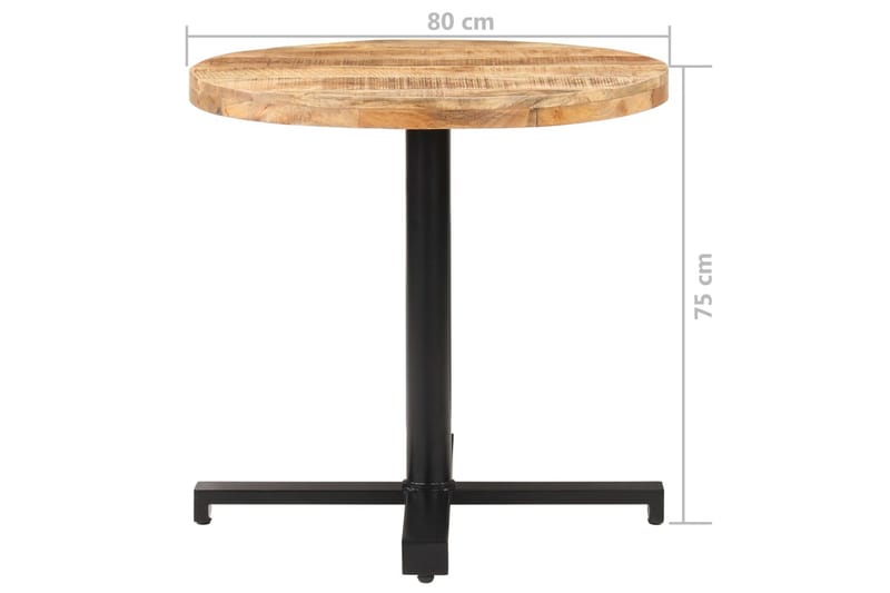 Bistrobord ø80x75 cm rund ru mangotræ - Brun - Spisebord og køkkenbord
