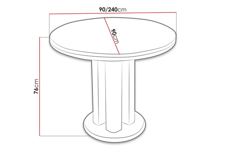 Blumea Spisebord 90x90x76 cm - Hvid - Spisebord og køkkenbord