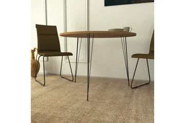 Bonnick Lille Rundt Bord 90 cm med Træ- og Egetræsudseende - Brun/Sort - Møbler - Borde - Spisebord og køkkenbord