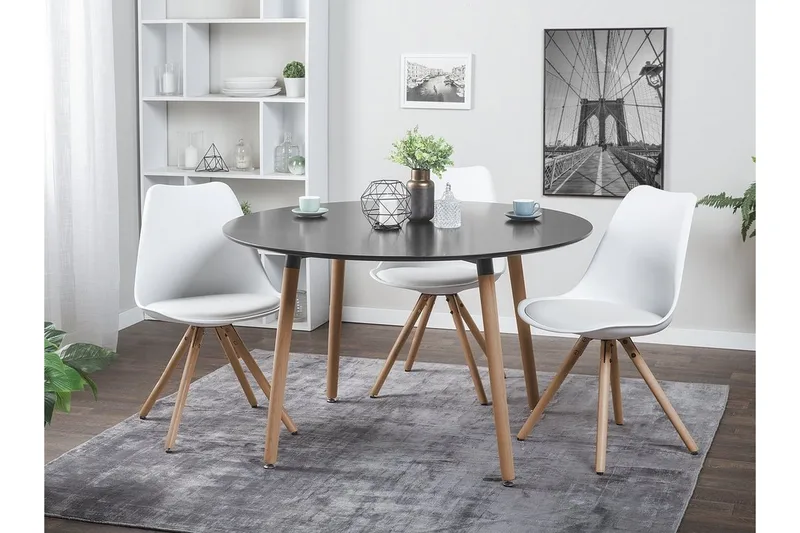 Bovio Rundt Spisebord 120 cm i Træ, Sort