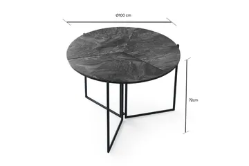 Buluca Rundt Spisebord 100 cm i Træ med Marmor- og Metaludseende - Mørkegrå - Møbler - Borde - Spisebord og køkkenbord