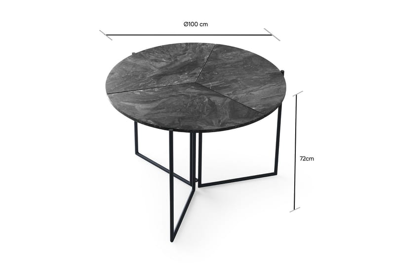 Buluca Rundt Spisebord 100 cm i Træ med Marmor- og Metaludseende - Mørkegrå - Møbler - Borde - Spisebord og køkkenbord