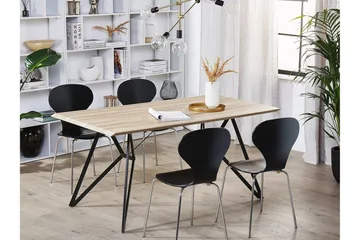 Buscot Spisebord 160 cm - Lyst Træ/Sort - Møbler - Borde - Spisebord og køkkenbord