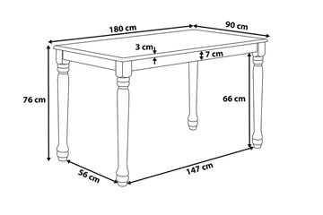 Cary Spisebord 180 cm - Hvid - Møbler - Borde - Spisebord og køkkenbord