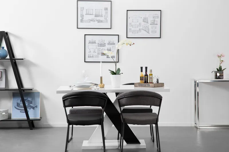 Cesi Rektangulært Spisebord 140 cm i Malet Træ - Hvid|Sort - Møbler - Borde - Spisebord og køkkenbord