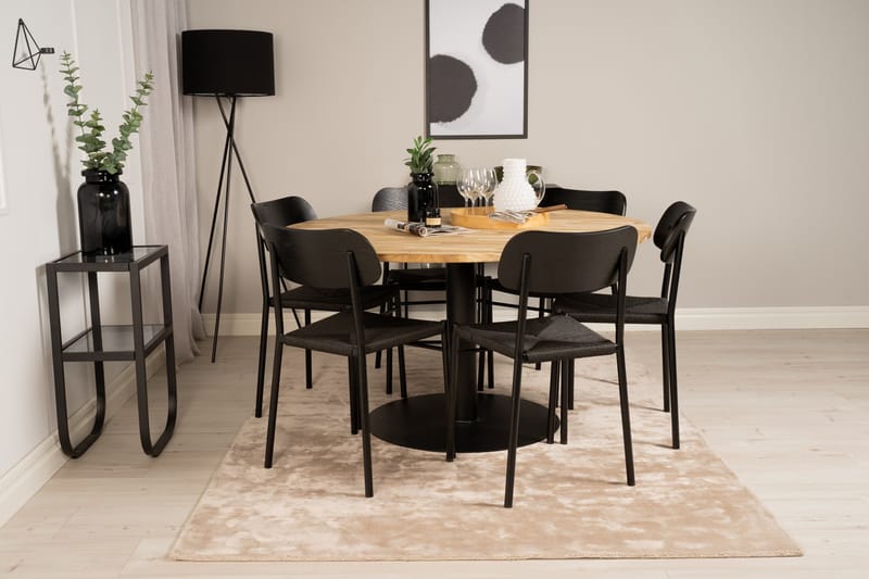 Cirebon Bord 140 cm Rund Træ/Natur/Sort - Møbler - Borde - Spisebord og køkkenbord