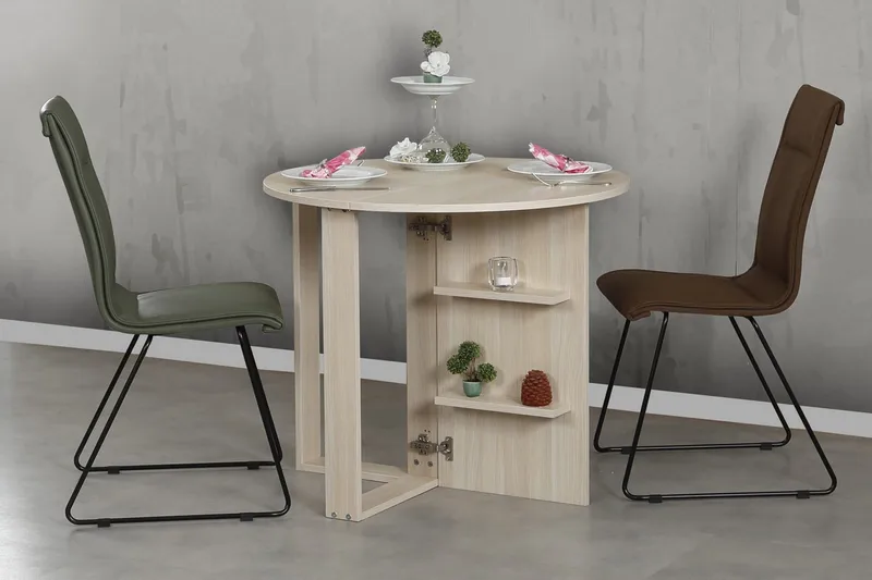 Comfortale spisebord rundt sammenfoldeligt - Eg - Møbler - Borde - Spisebord og køkkenbord