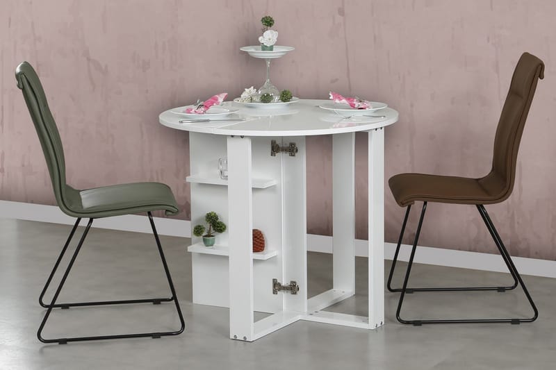 Comfortale spisebord rundt sammenfoldeligt - Hvid - Spisebord og køkkenbord - Semmenfoldeligt bord