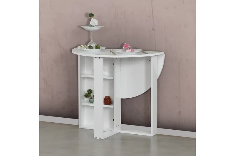 Comfortale spisebord rundt sammenfoldeligt - Hvid - Møbler - Borde - Spisebord og køkkenbord