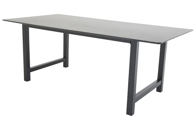 Count Stort Rektangulært Spisebord 220 cm med Mørkt Træ- og Metaludseende, Sort